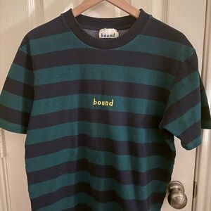 Bound Black and Green Striped Short Sleeve Tee